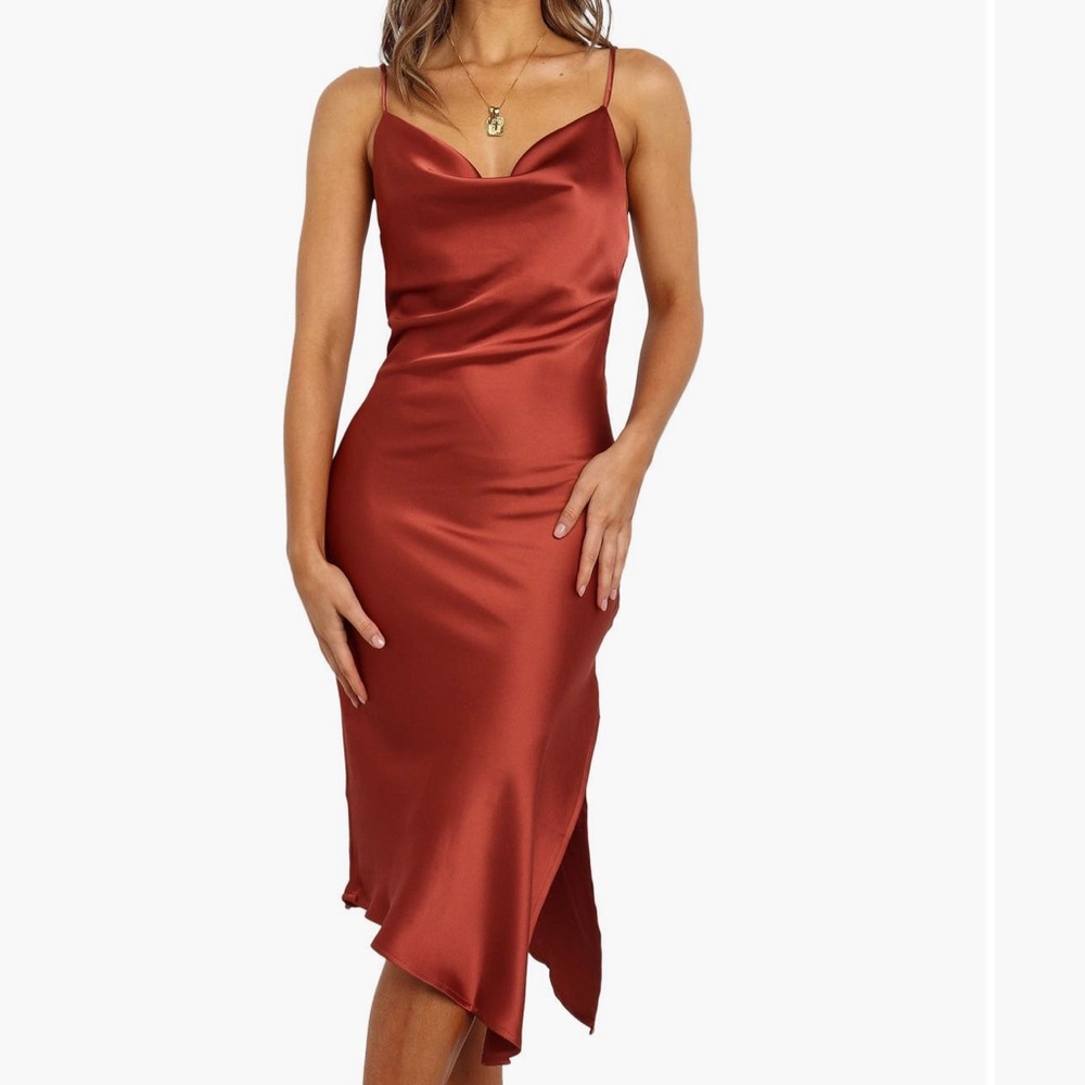 Petal & Pup Orange Asymmetrical Slip Dress